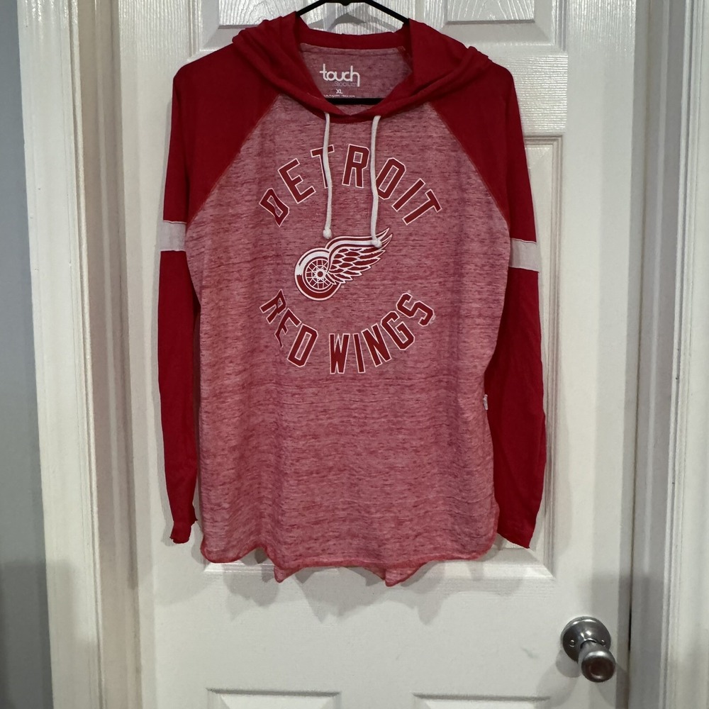Detroit Red Wings Hooded Shirt Women's Long Sleeve Cotton NHL Hockey Top XL